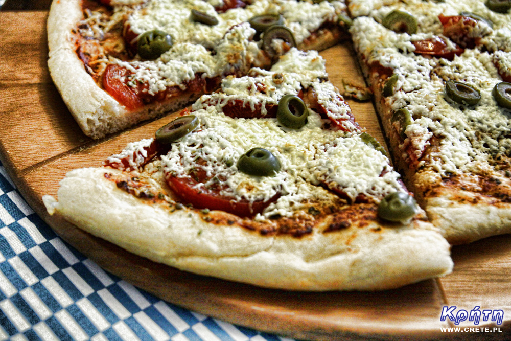 Greek pizza with feta cheese