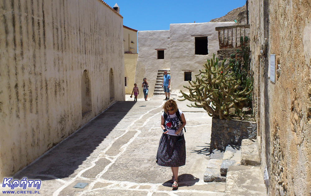 Tasteful polyester skirts in the Preveli monastery