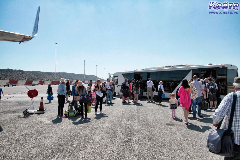 Tourists at the airport in Crete