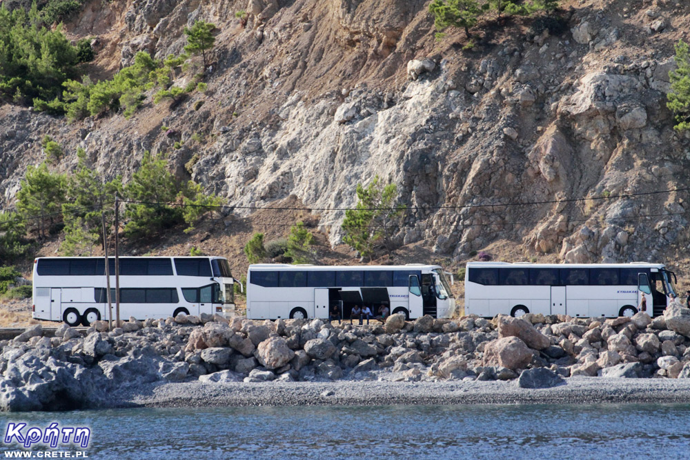 Sougia - autobusy czekające w rejonie portu