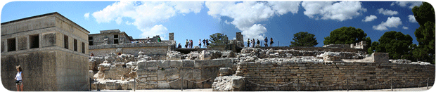 Widok na wykopaliska w Knossos