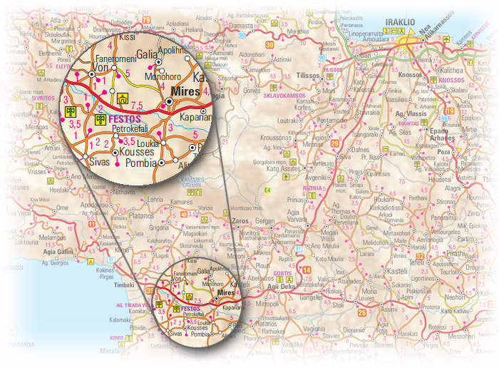 Mapa dojazdu do Fajstos