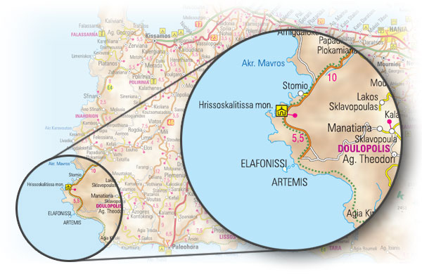Access map to Hrisoskalitissas