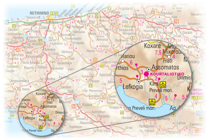 Mapa dojazdu do Kourtaliotiko