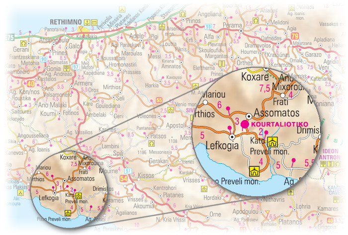 Anfahrtsplan nach Kourtaliotiko