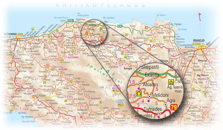 Melidoni - access map