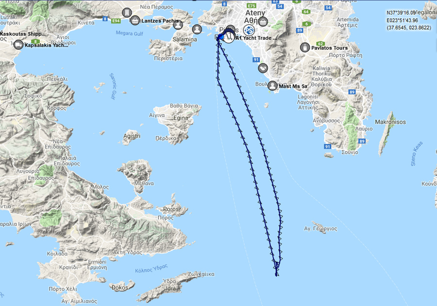 Trasa promu El. Venizelos - żródło: www.marinetraf.com