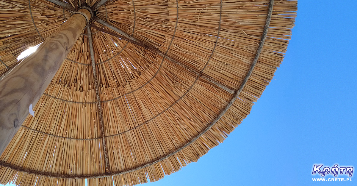 Umbrellas on the beach in Crete