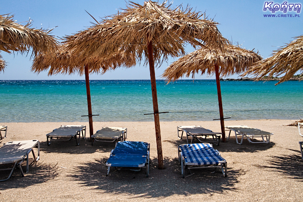 Umbrellas on the beach in Crete