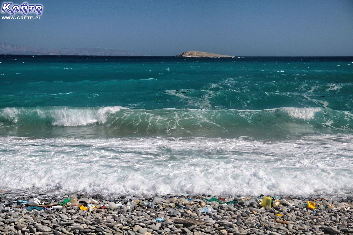 Garbage on the beach in Pachia Ammos