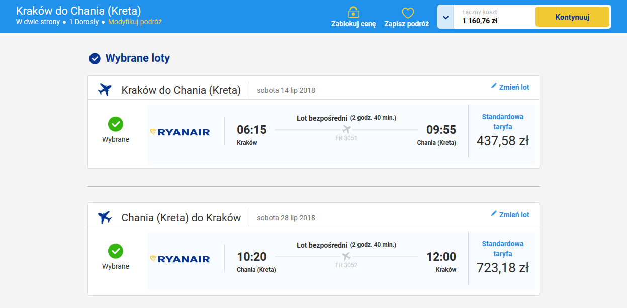 Ryanair Kraków - Chania