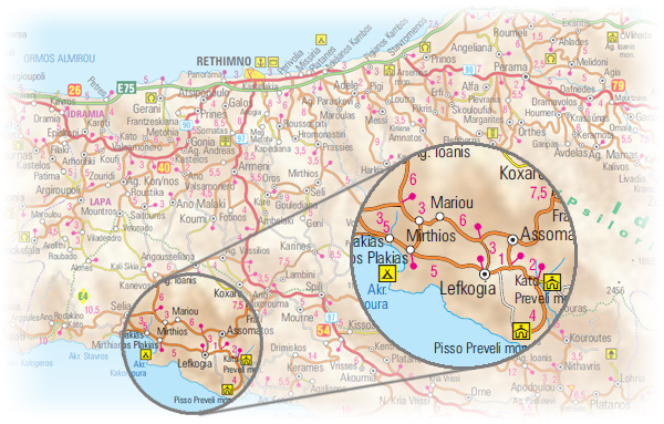 Mapa dojazdu do plaży w Skinaria