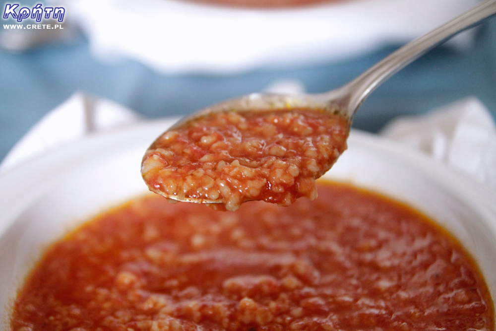 Traditional tomato soup with xinochondros
